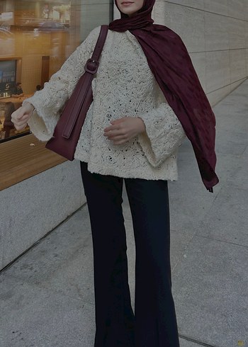 Zara Blah Bej Kadın Örgü Salaş Kazak
