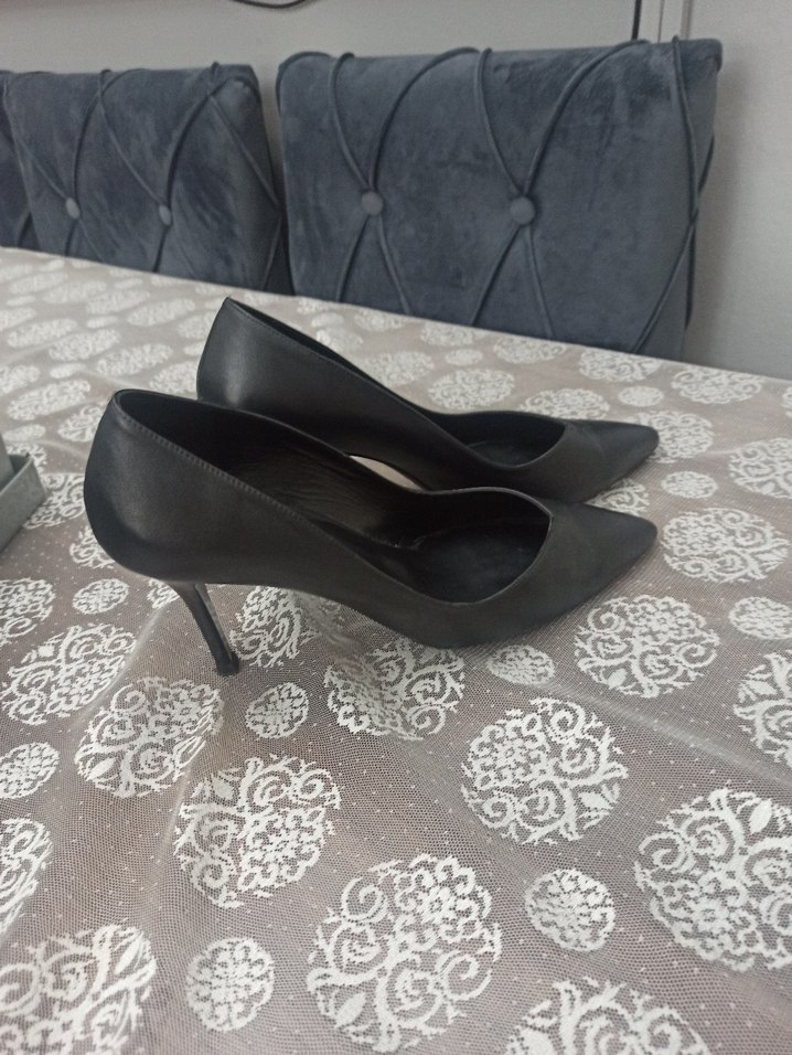 Siyah Deri stiletto - Görsel 2