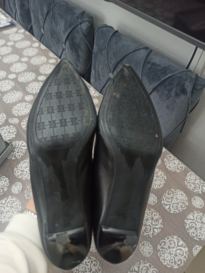 Siyah Deri stiletto - Görsel 5