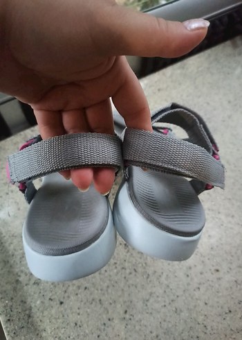 Gri Kadın Cırt Cırtlı Dolgu Topuklu Sandalet - Görsel 6