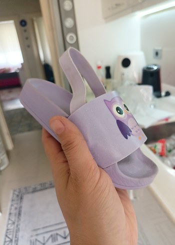 26 Beden mor Renk Kız Çocuk Renkli Baykuş Desenli Mor Terlik