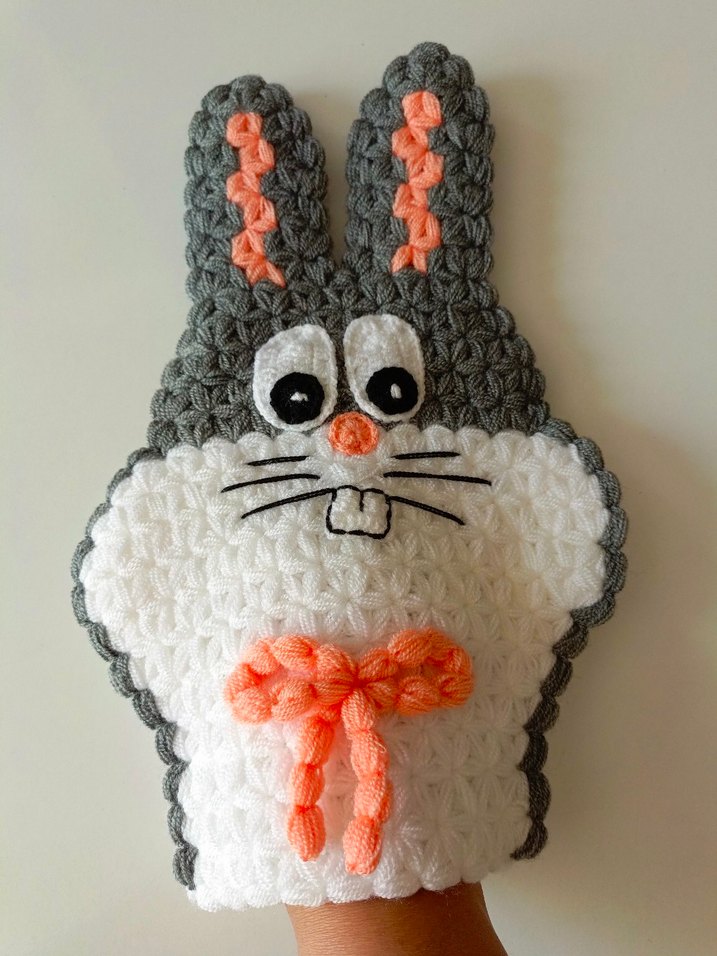 Gri Tavşan çoçuk lifi el örgüsü - Görsel 2
