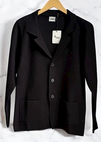 Düğmeli Siyah erkek Yün Blazer