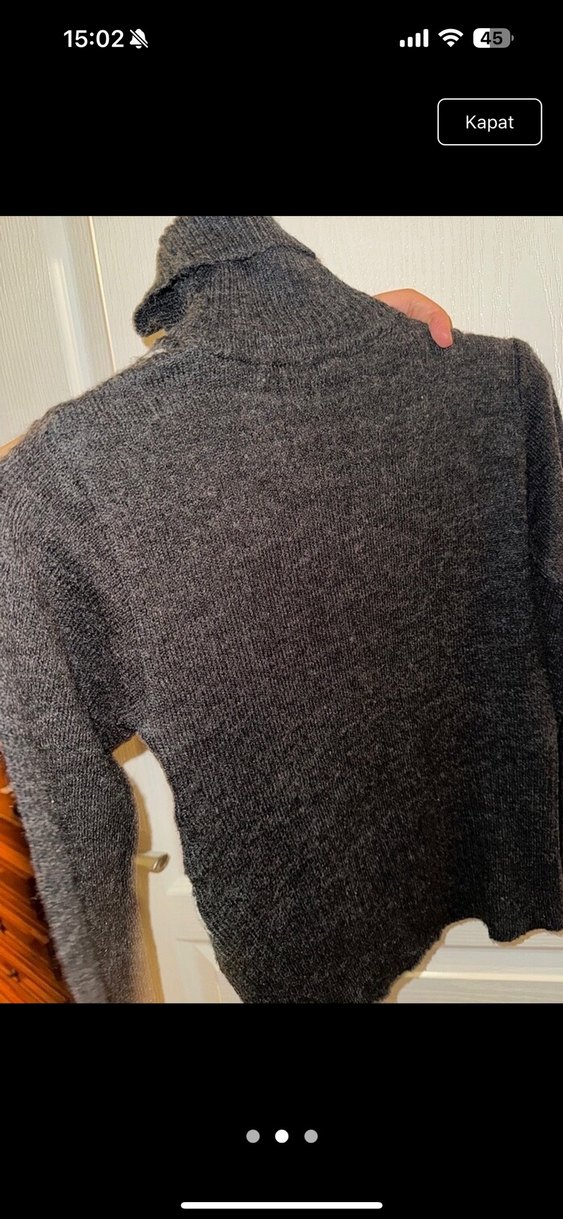 Gri Desenli Balıkçı Yaka Kadın Kazak - Görsel 2