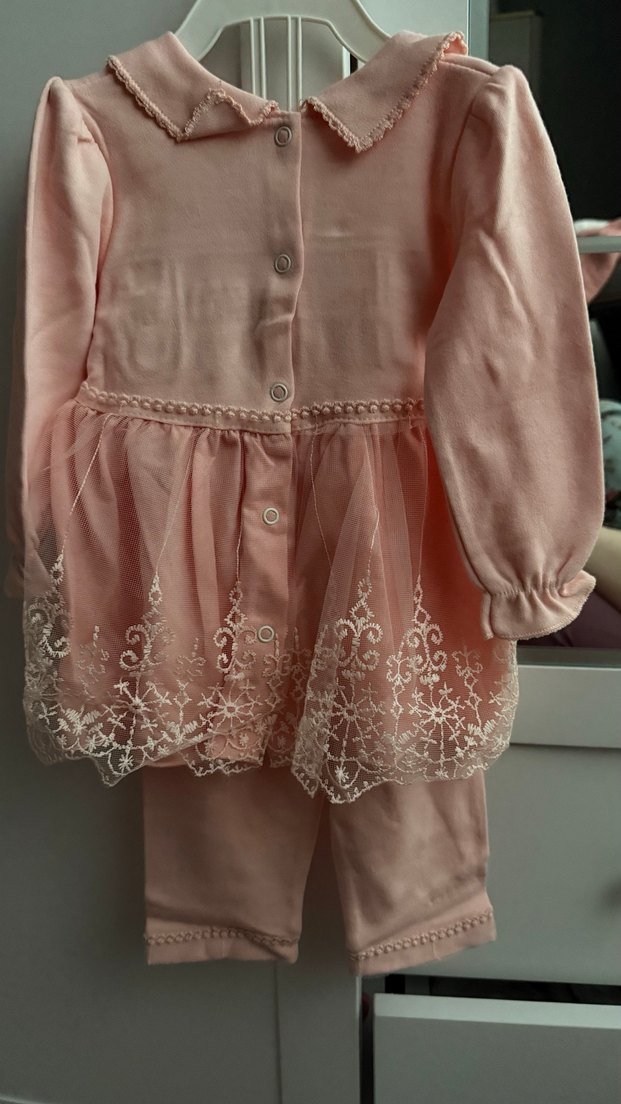 Dantel Detaylı Pembe Kız Elbisesi - Görsel 3