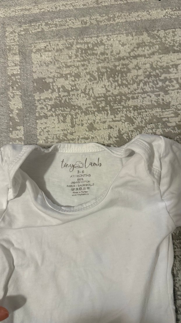 Bebek için Beyaz Kısa Kollu Pamuklu Body - Görsel 2