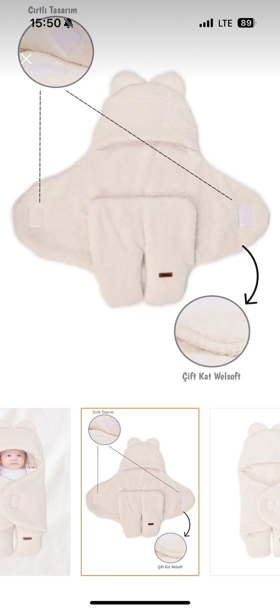 Bebekler için beyaz peluş battaniye - Görsel 2