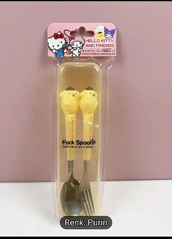Diğer 2 li Sanrio paslanmaz çelik çatal kaşık seti