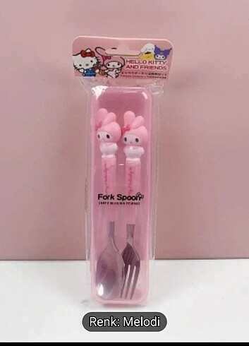 Beden 2 li Sanrio paslanmaz çelik çatal kaşık seti