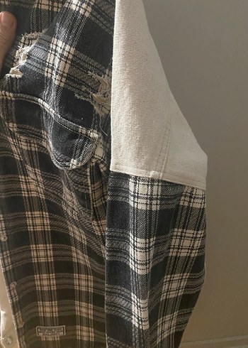 Ekose Detaylı Gri Beyaz erkek ceket Gömlek - Görsel 4