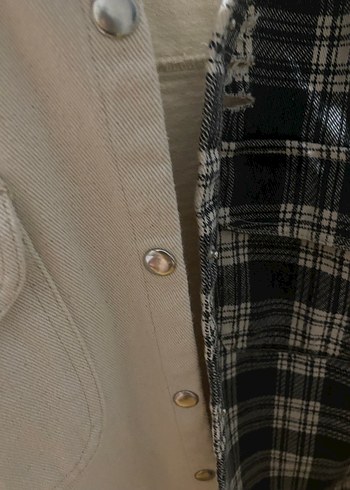 Ekose Detaylı Gri Beyaz erkek ceket Gömlek - Görsel 5