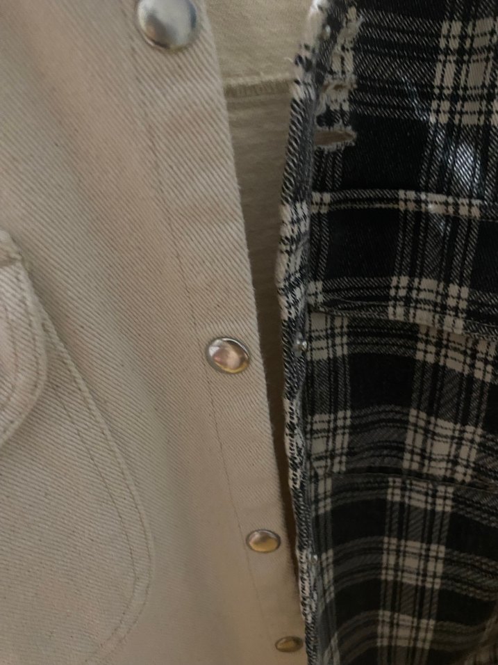Ekose Detaylı Gri Beyaz erkek ceket Gömlek - Görsel 5