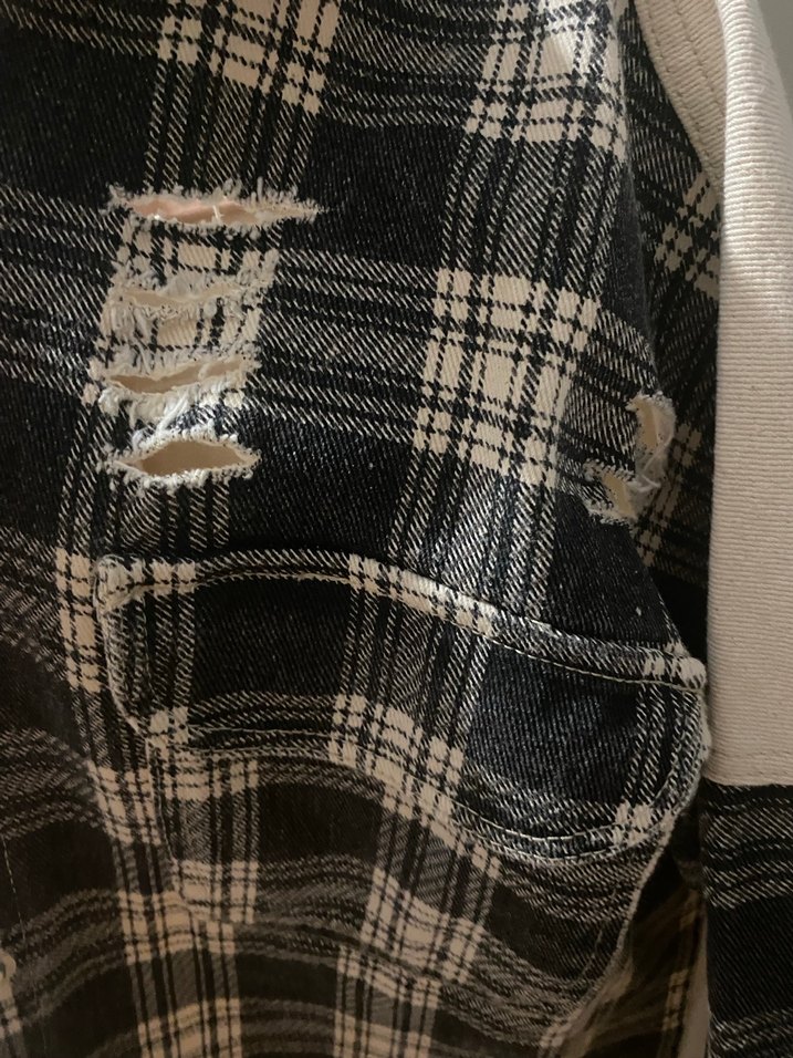 Ekose Detaylı Gri Beyaz erkek ceket Gömlek - Görsel 3