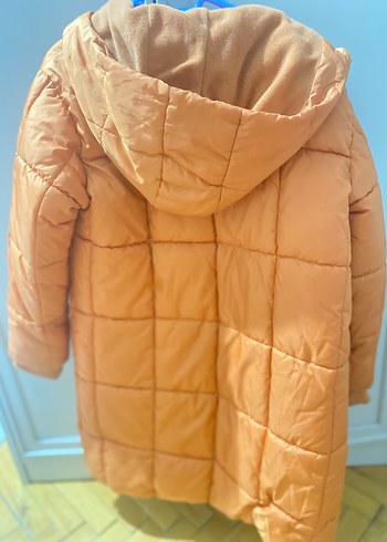 Turuncu kız çocuk Midi uzun Kışlık Mont - Görsel 2