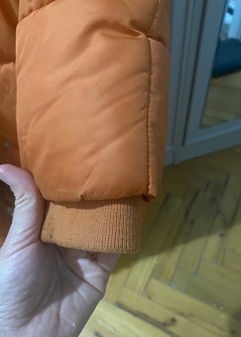 Turuncu kız çocuk Midi uzun Kışlık Mont - Görsel 3