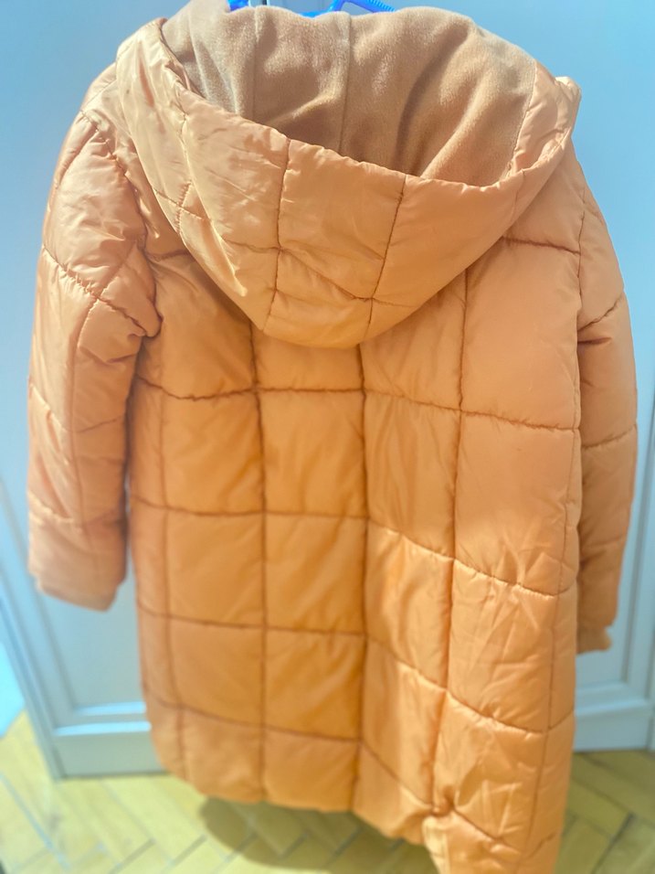 Turuncu kız çocuk Midi uzun Kışlık Mont - Görsel 2