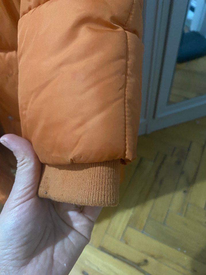 Turuncu kız çocuk Midi uzun Kışlık Mont - Görsel 3