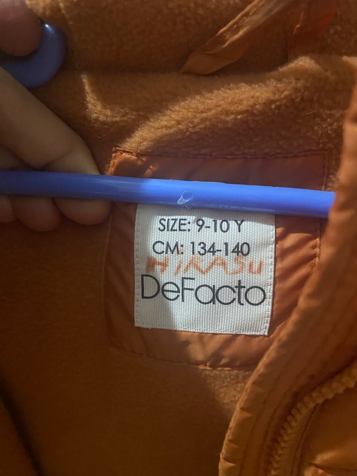 Turuncu kız çocuk Midi uzun Kışlık Mont - Görsel 5