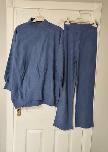 Kadın Mavi Uzun Triko Kazak - Görsel 2