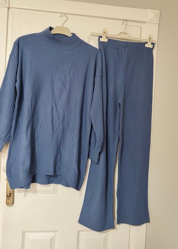 Kadın Mavi Uzun Triko Kazak - Görsel 6