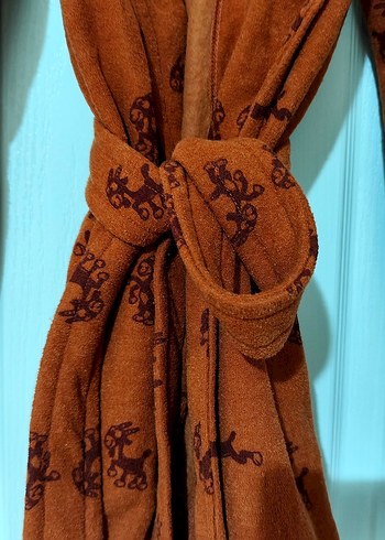 Uzun Kollu Kahverengi Bohem Kadın Sabahlık - Görsel 4