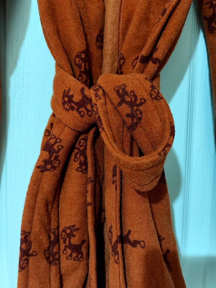 Uzun Kollu Kahverengi Bohem Kadın Sabahlık - Görsel 4