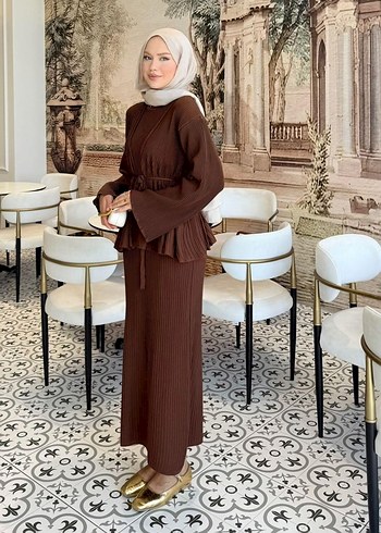 Kahve Hırkalı Elbise - Görsel 5