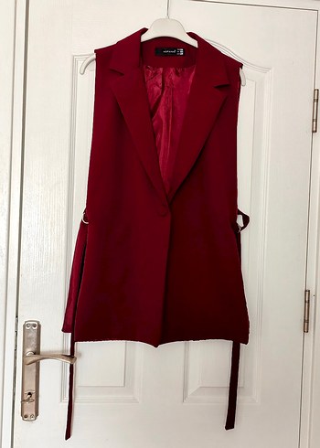 Bordo Kemerli Kadın Yelek - Görsel 2