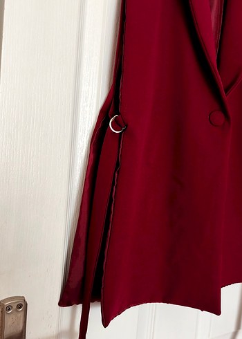 Bordo Kemerli Kadın Yelek - Görsel 3