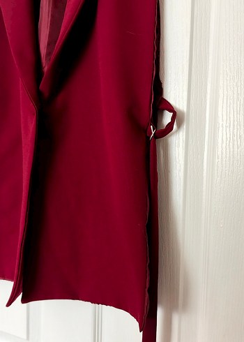 Bordo Kemerli Kadın Yelek - Görsel 4