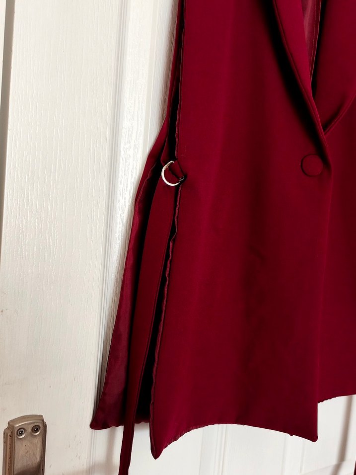 Bordo Kemerli Kadın Yelek - Görsel 3