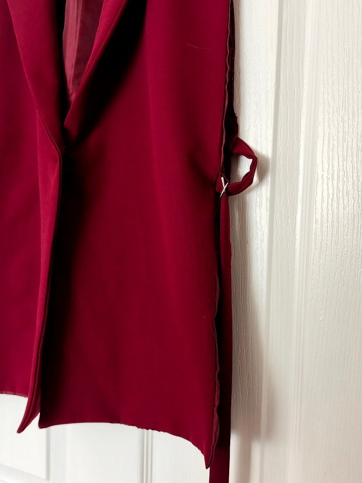 Bordo Kemerli Kadın Yelek - Görsel 4