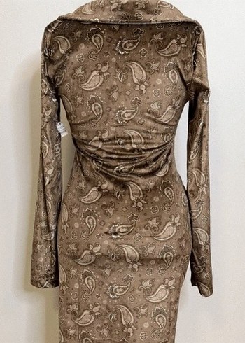 Kahverengi Kadife Elbise - Görsel 9