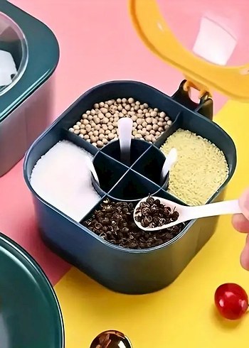  Beden Bölmeli Mavi Mutfak Baharat Kutusu
