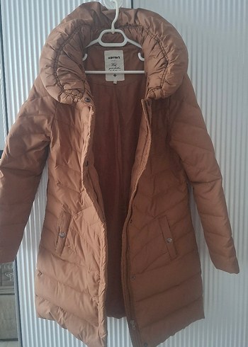 Bej Kadın Midi Kışlık Mont - Görsel 3