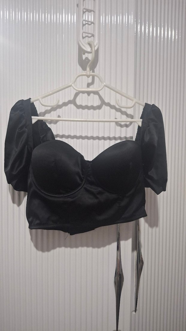 Düğmeli Siyah Straplez Gotik Büstiyer - Görsel 2