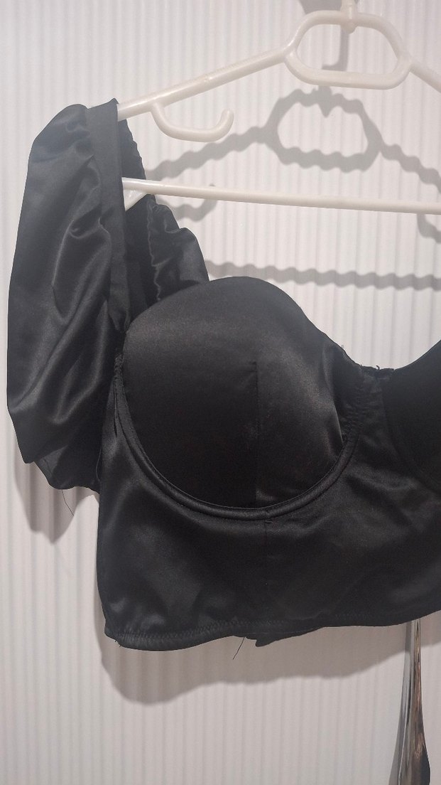 Düğmeli Siyah Straplez Gotik Büstiyer - Görsel 3