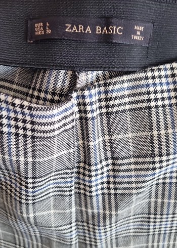 Zara Bej Ekose Desenli Kadın Kumaş Pantolon