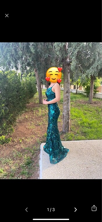 Koyu yeşil payetli elbise