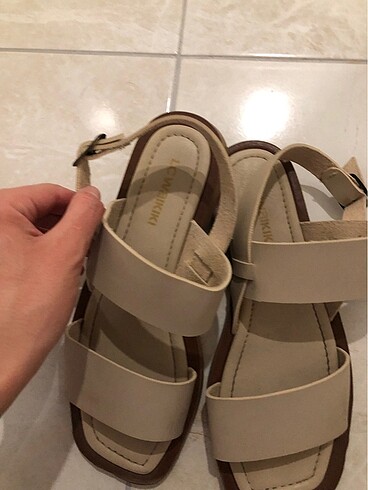 36 Beden camel Renk LCW sandalet düz taban