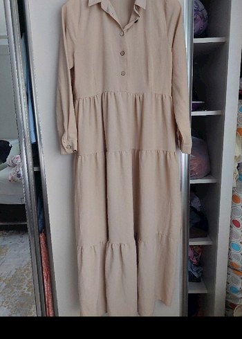 Zara Mavi Nakışlı Uzun Kollu Salaş Elbise