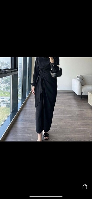 Bağlamalı keten elbise