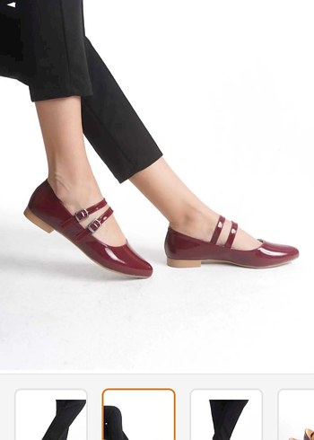 40 Beden Bordo Tokalı Modern Klasik Kadın Babet