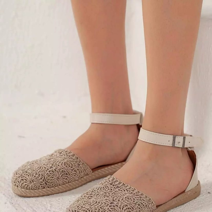 Bej Nakışlı Kadın Dantel Espadril - Görsel 2