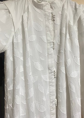 Uzun Beyaz Bohem Bağlama Desenli Elbise - Görsel 5