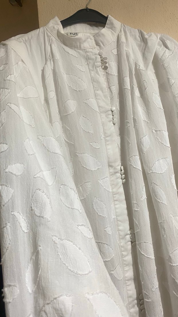 Uzun Beyaz Bohem Bağlama Desenli Elbise - Görsel 4