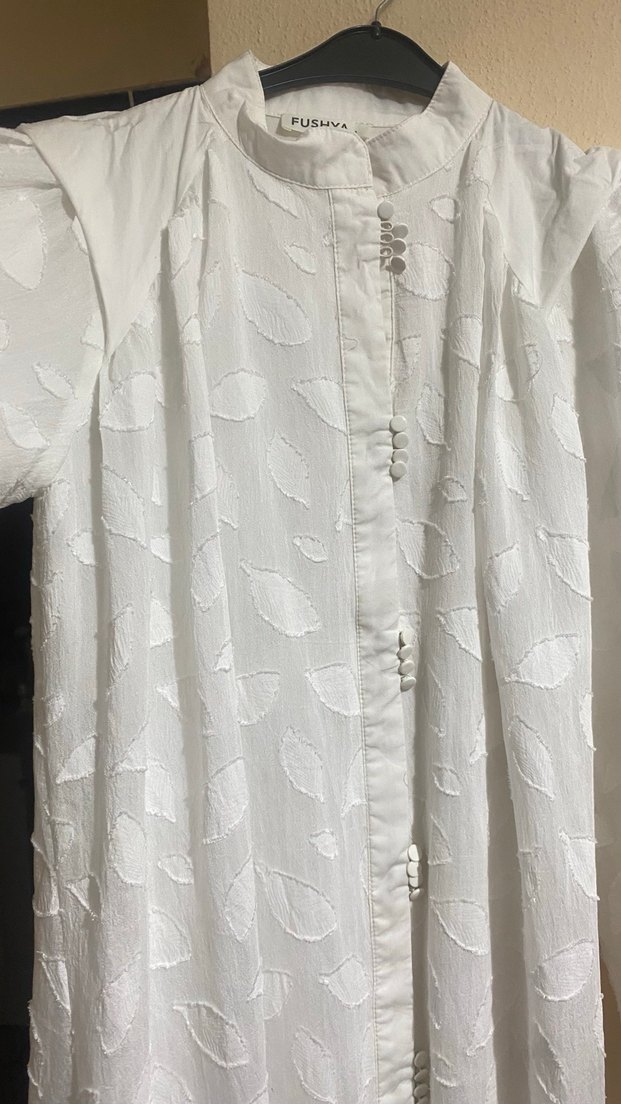 Uzun Beyaz Bohem Bağlama Desenli Elbise - Görsel 5