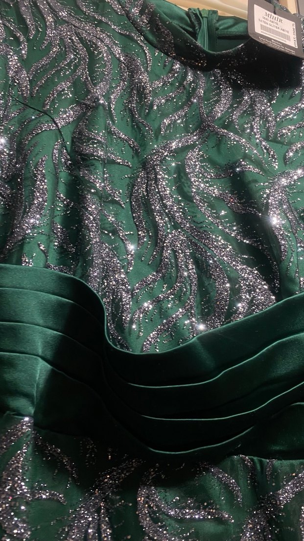 Yılan Desenli Uzun Yeşil Abiye Elbise - Görsel 4