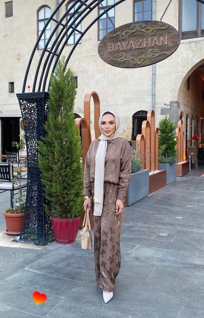 Kadın Camel Tie-Dye Desenli Uzun Takım - Görsel 3