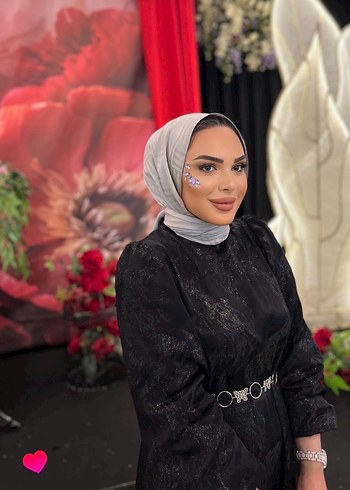 Uzun Siyah Etnik Desenli Yüksek Yaka Kadın Elbise